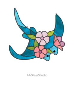 Alternative view of Floral Stingray Stained Glass Pattern: Manta Ray Marine