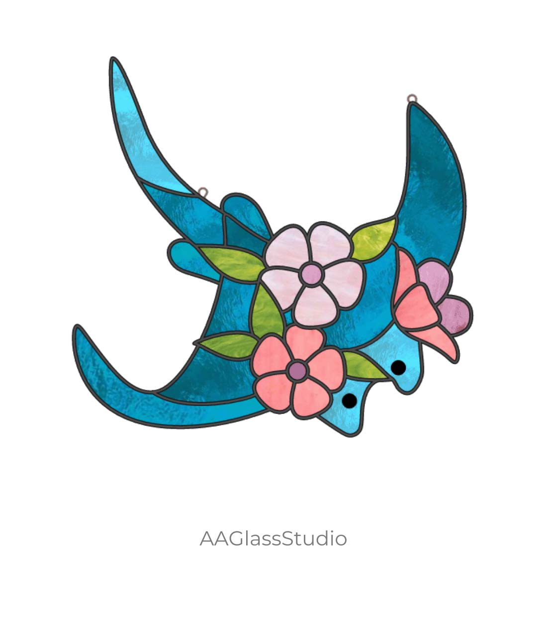 Floral Stingray Stained Glass Pattern: Manta Ray Marine - Image 2