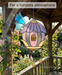 stain glass butterfly lamp in gazebo — pattern