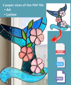 whale stained glass pattern. All formats PDF, PNG, SVG