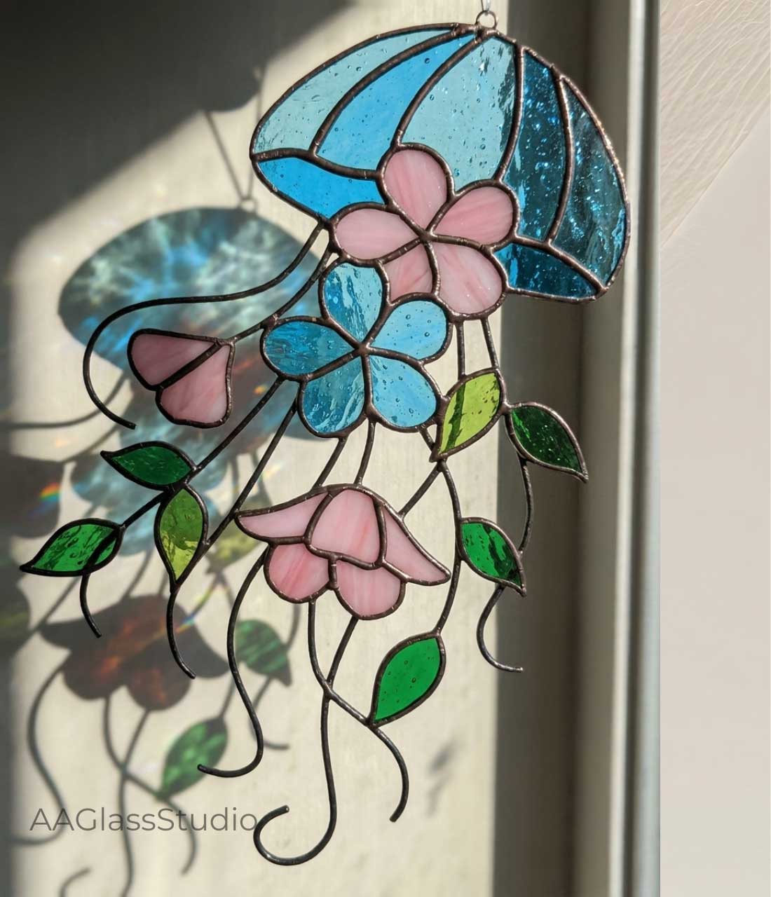 Floral Jellyfish Stained Glass Pattern: Whimsical Nautical - Image 6