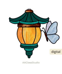 Japanese Lantern Stained Glass Pattern: Elegant Pagoda - window decor