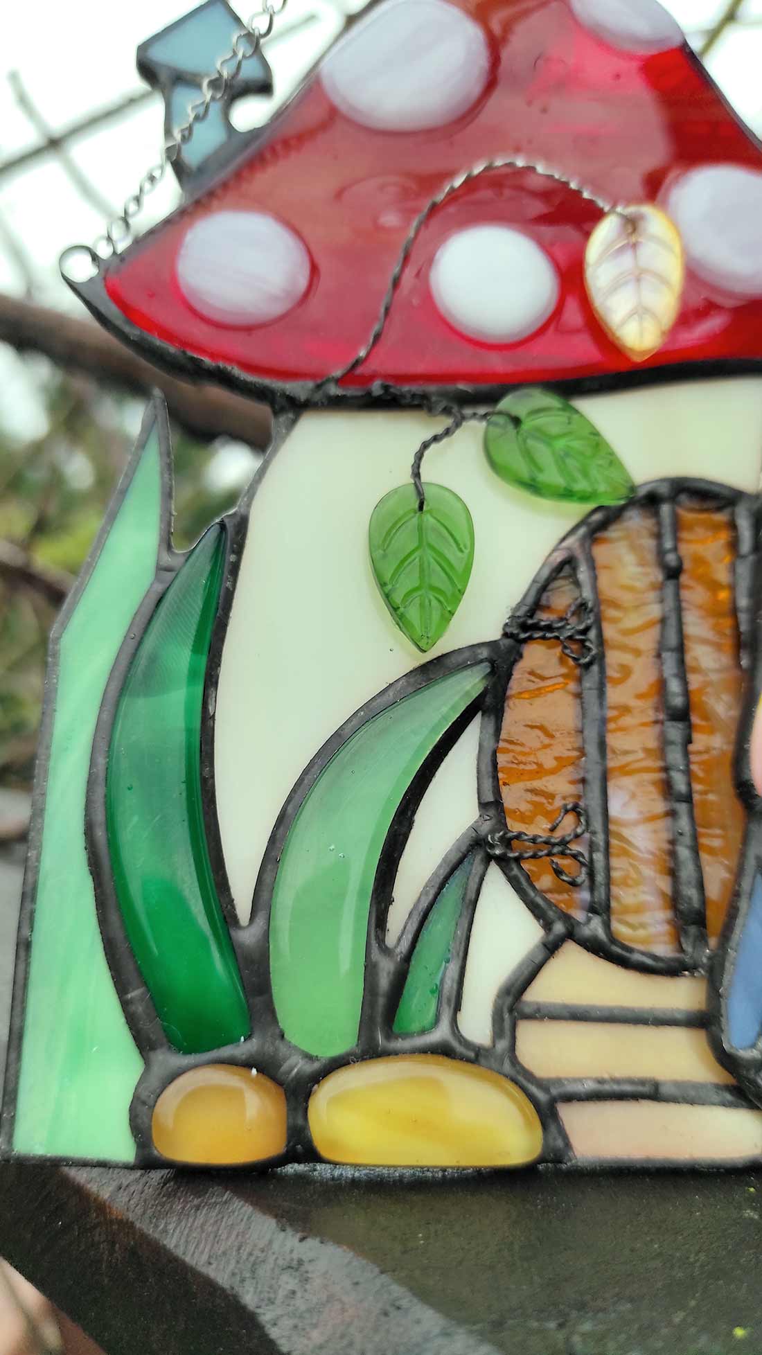 Gnome Mushroom House Suncatcher - Stained Glass Window Hanging Art - Image 5