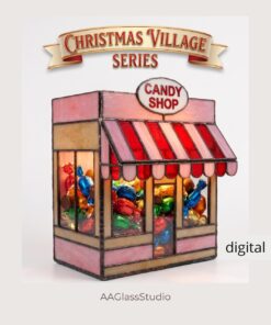 3D Stained Glass Candy Shop Pattern | Christmas Village - window decor