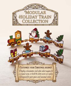 Printable Christmas train stained glass pattern PDF template with color reference guide