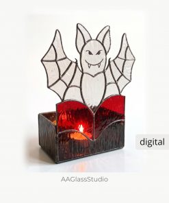3D Bat stained glass business card holder and Halloween candle holder
