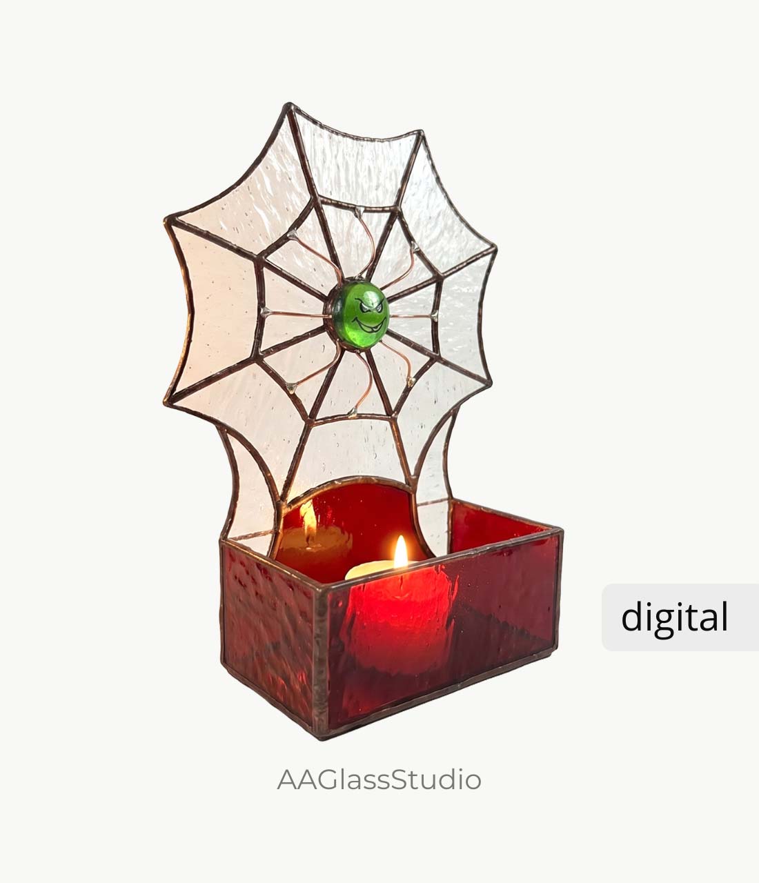 Spooky Spider Web Candle Holder Stained Glass Pattern PDF