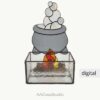 3D Witch Cauldron stained glass candle holder with a flickering flame effect