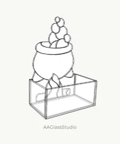 Digital pattern for a cauldron stained glass votive including fire layering guide