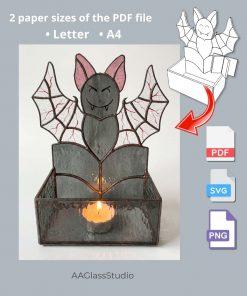 Halloween bat stained glass pattern bundle including SVG PNG and PDF files