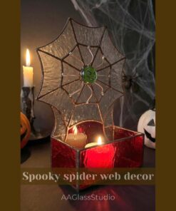 Spooky Spider Web Candle Holder Stained Glass Pattern PDF - Image 4