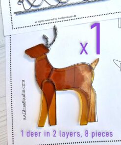 Pre-cut stained glass kits: one deer in two layers, 8 pieces.