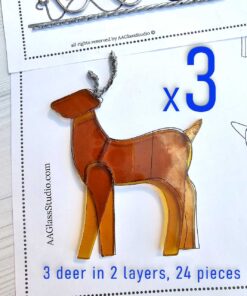 Pre-cut stained glass kits: 3 deer in two layer, 24 pieces.