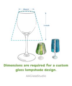 Dimensions are required for a custom glass lampshade design.