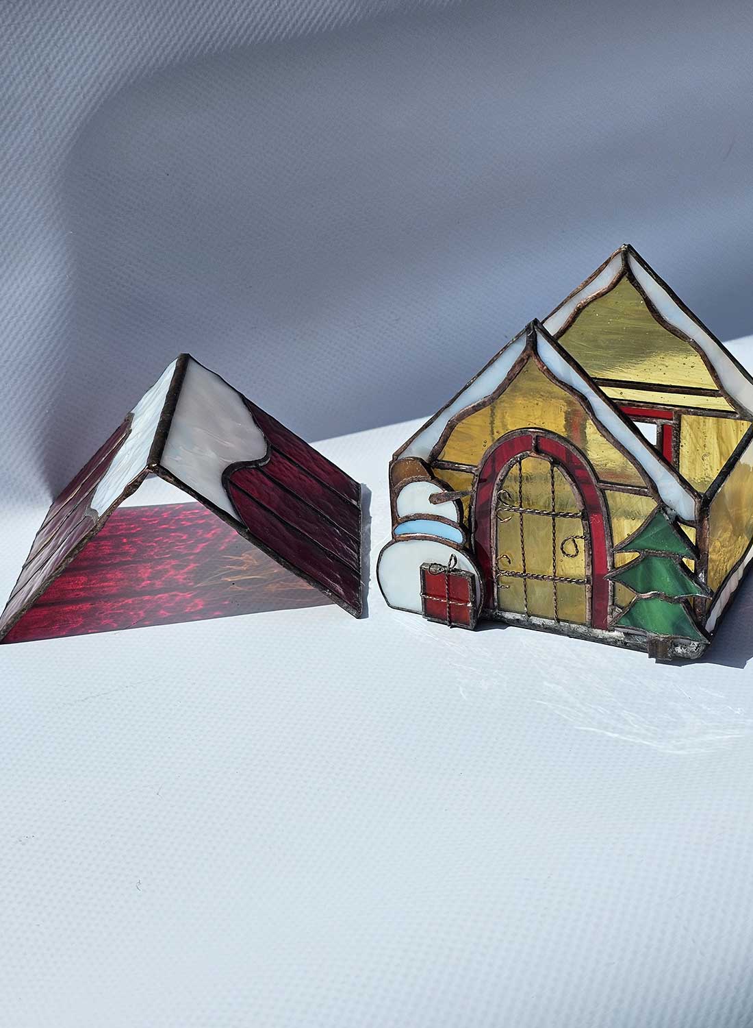 First project in Christmas Village series - handcrafted stained glass house