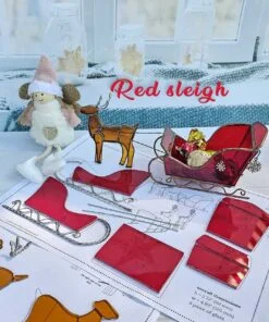 Santa's red sleigh at the pre-cut stained glass kits