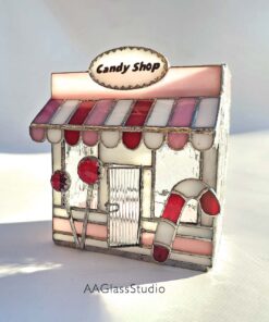 great stained glass candy shop 3d house from the Christmas village set