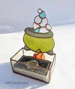 stained glass pattern witchs cauldron Halloween decor