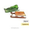 Easy 3D sleigh stained glass pattern – amber and green sledge designs copper foil stained glass pattern