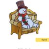 Boss Snowman stained glass pattern - finished suncatcher of a snowman in Santa's chair
