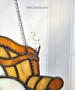 Boss Snowman stained glass pattern - close-up of the soldered seams and the hanging chain