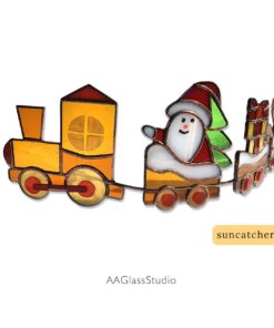 suncatcher for decor stained glass Christmas train